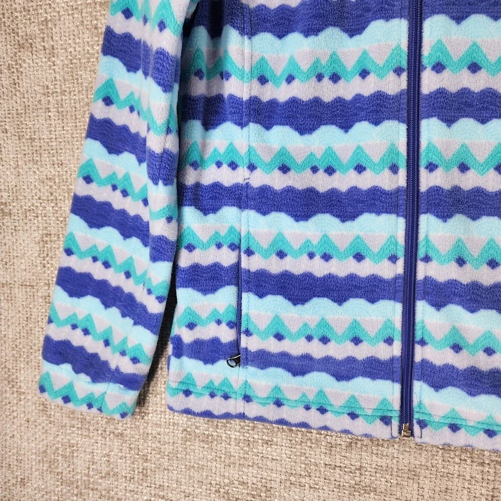Columbia‎ Kids Fleece Jacket Youth Large 14/16 Blue ZigZig Full Zip Nice!